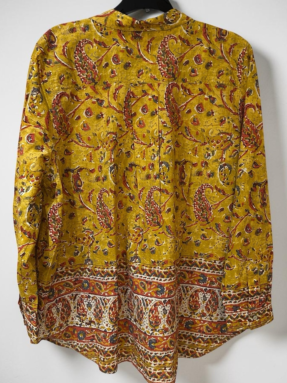 Sundance Mustard Paisley Button-Front Cotton Blouse XXL - Picture 2 of 9